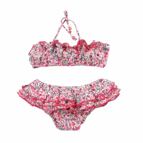 2-piece girl’s swimsuit | pink floral | SWAN