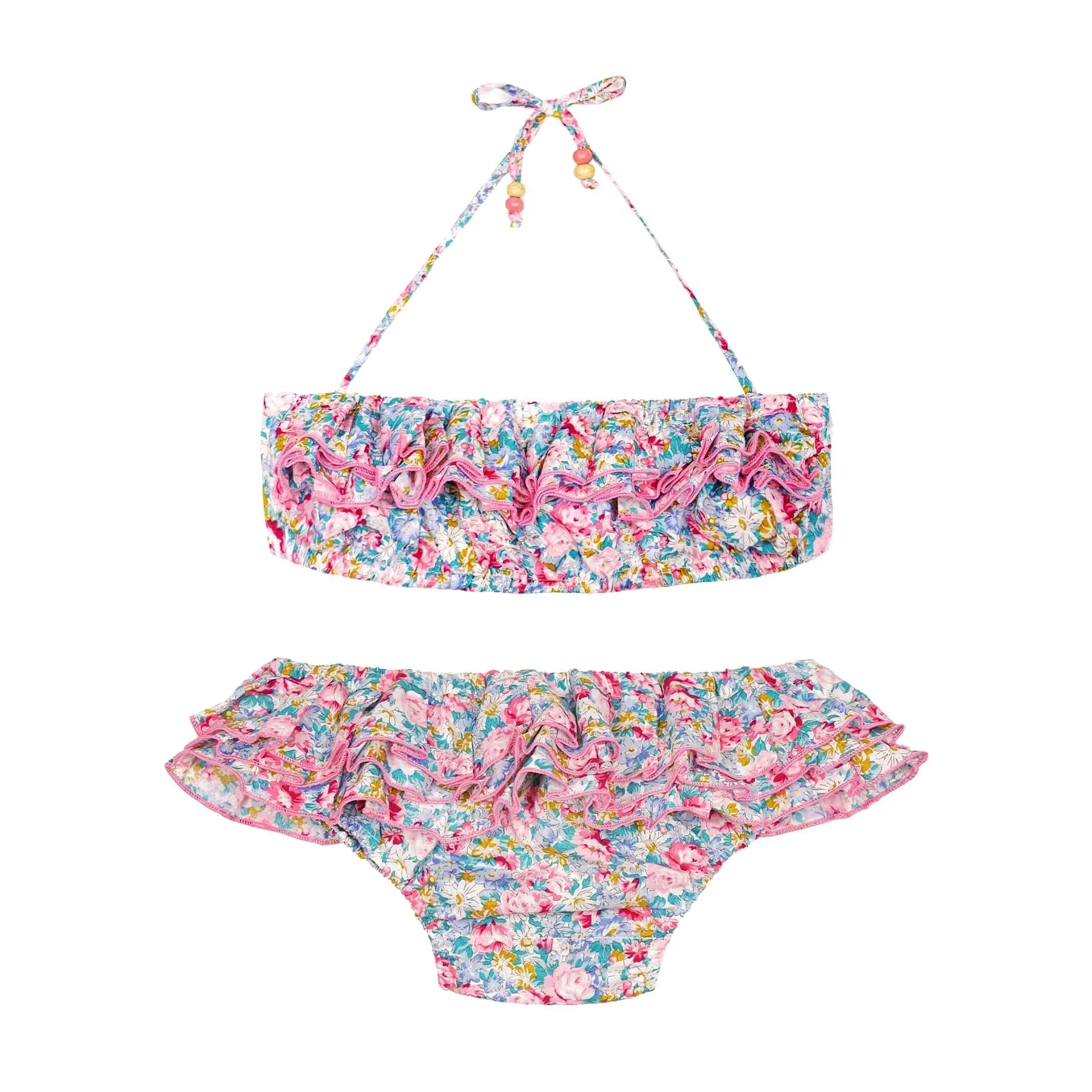 2 pieces swimsuit girl | liberty ruffles pink, blue | SWAN