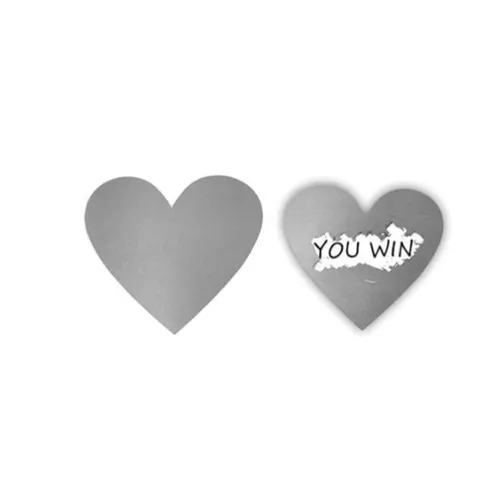 3 stickers à gratter coeur argent autocollant pour cadeau offrir jours spécial marché caché mot
