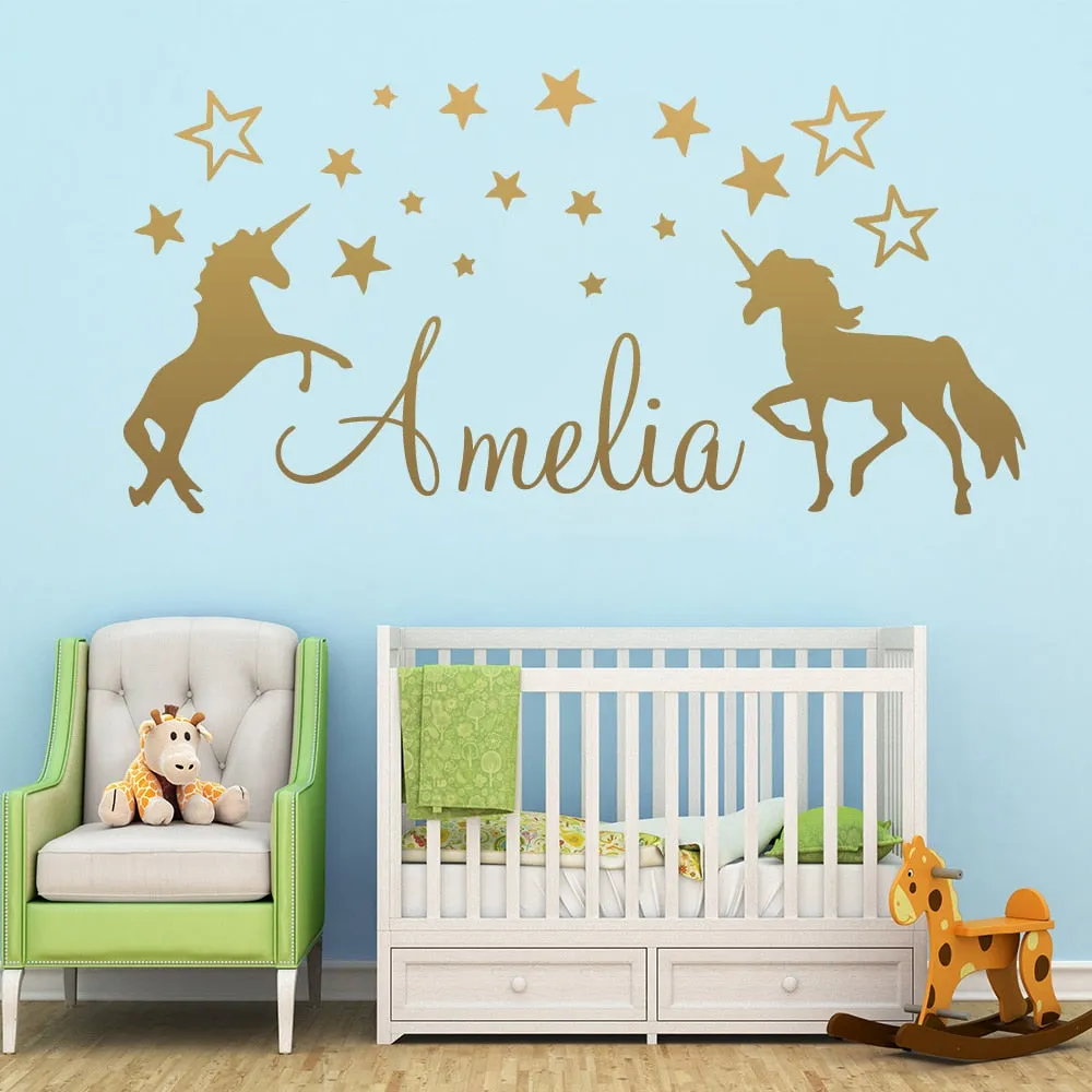 Autocollant mural Unicorn Personnalisable IV