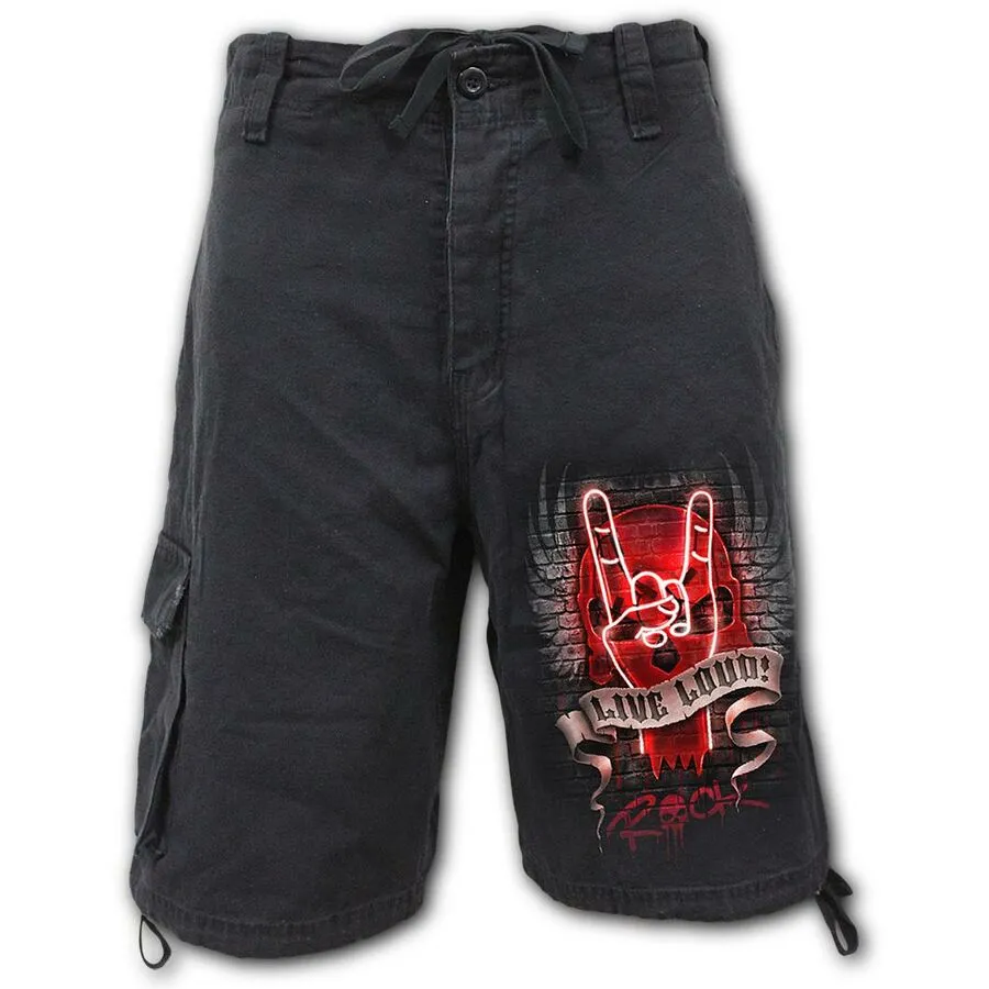 Bermuda cargo gothique noir homme SPIRAL 'Live Loud'