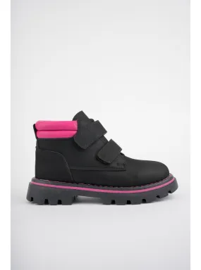 Black - Powder Pink - Boot - Kids Booties