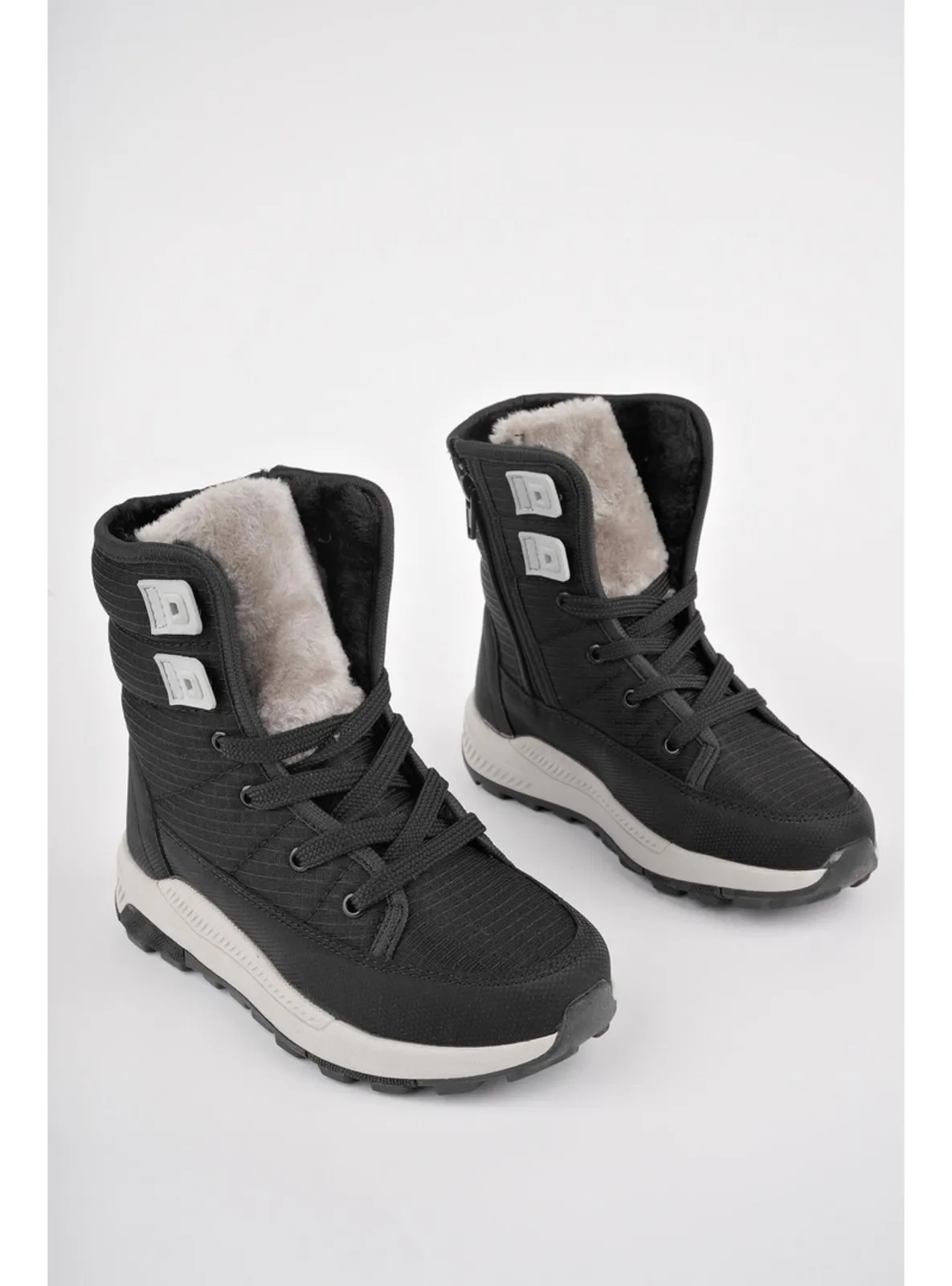 Black - White - Boot - Kids Booties