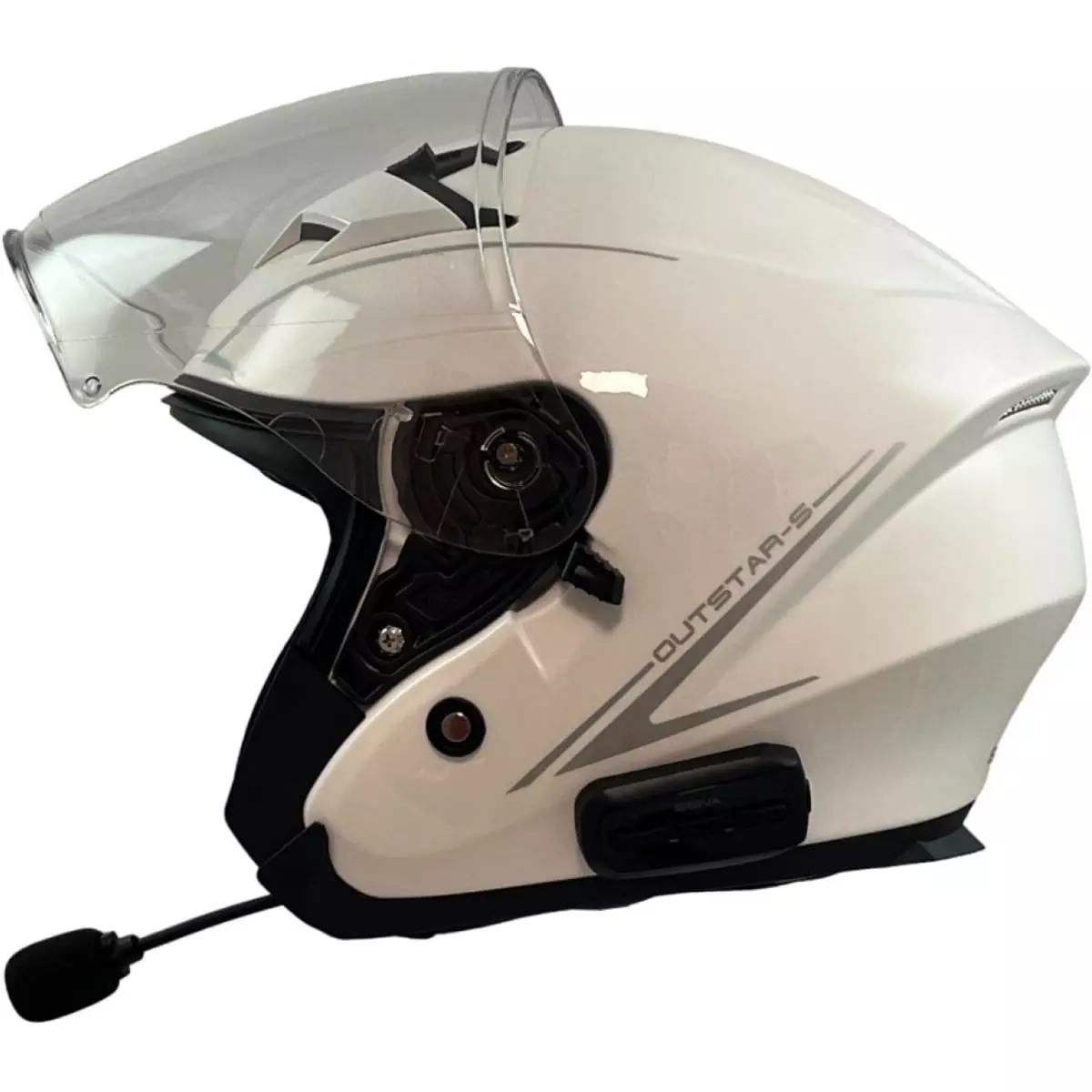 Casque Sena Bluetooth Intégré Outstar S Blanc Brillant - Casque Jet