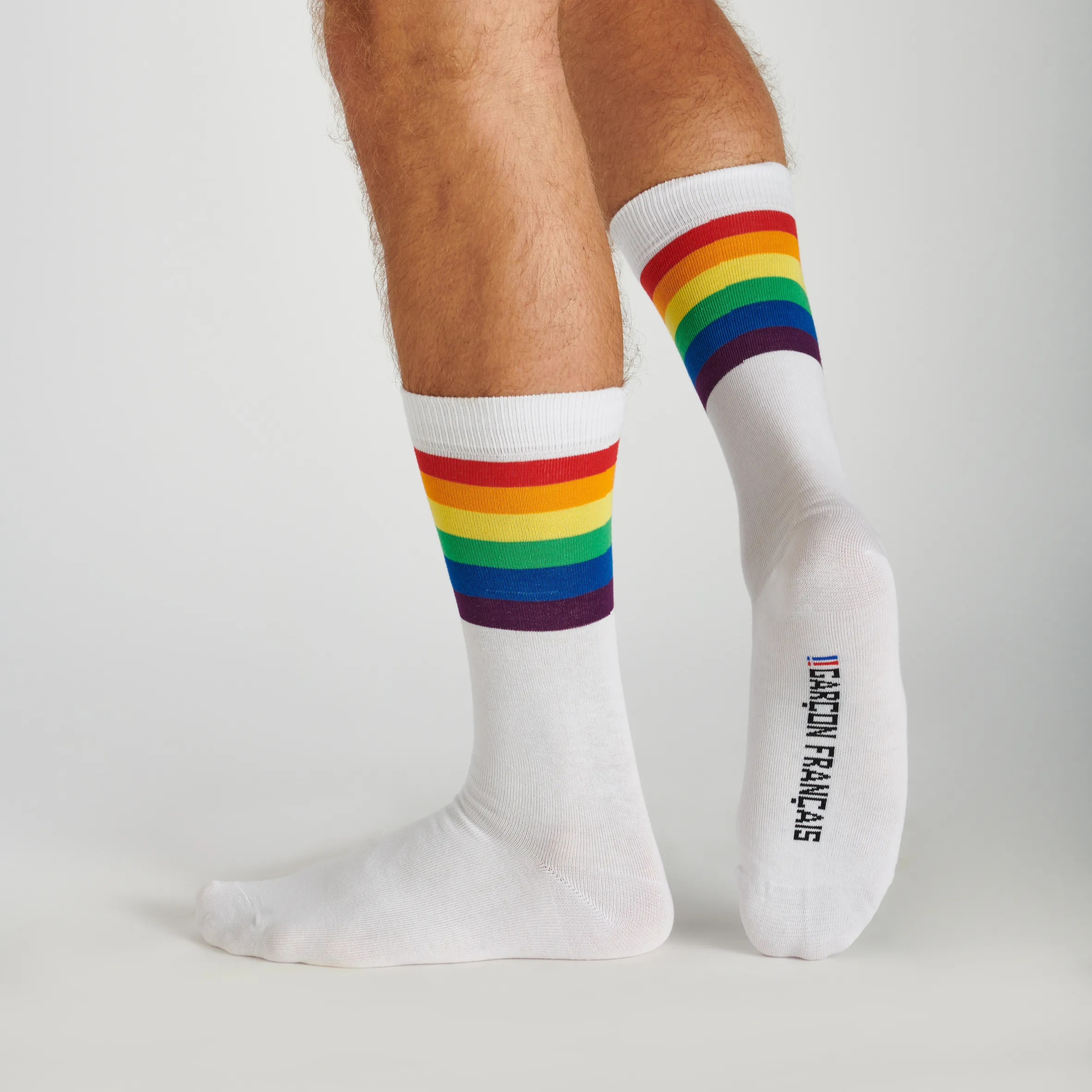 Chaussettes blanches arc-en-ciel