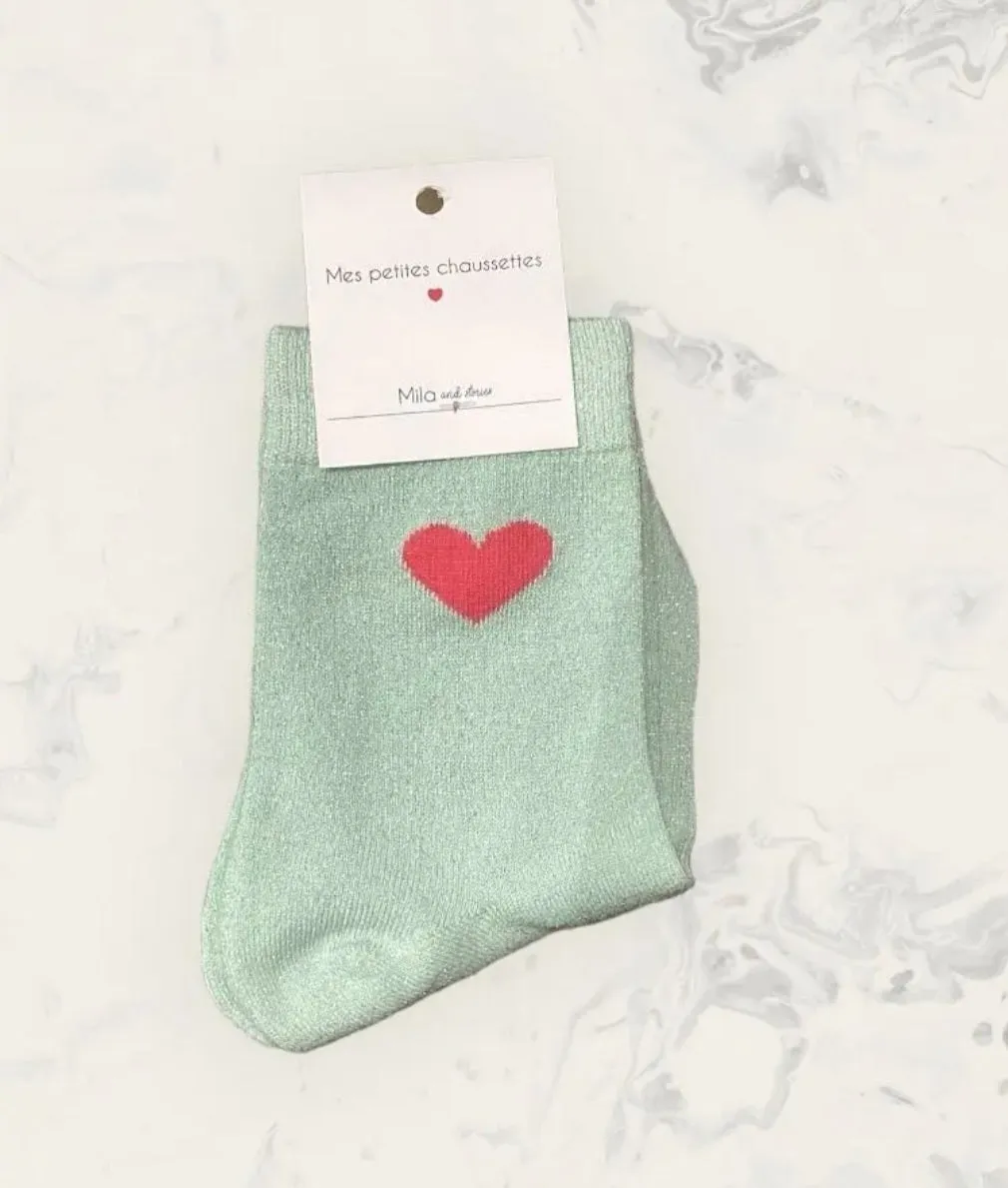 Chaussettes Coeur Vert & rouge