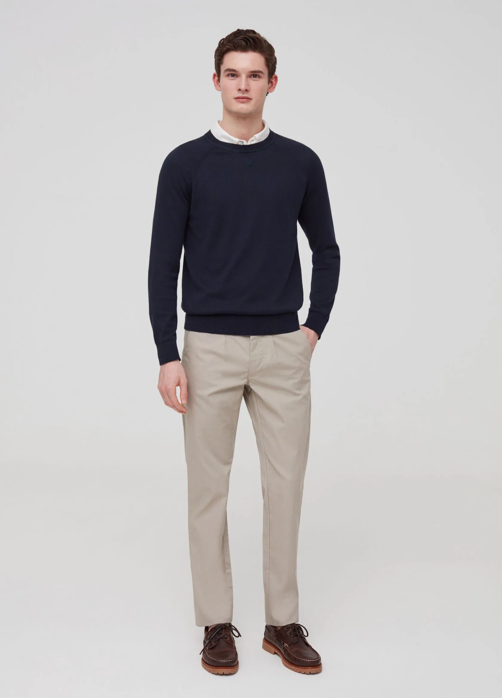 Chinos Homme | Solid colour slim-fit chino trousers Beige clair | OVS