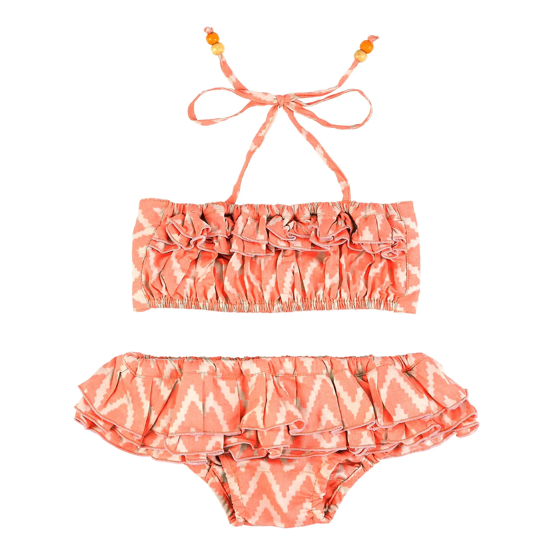 Girl’s 2-piece swimsuit | cotton graphic orange | SWAN