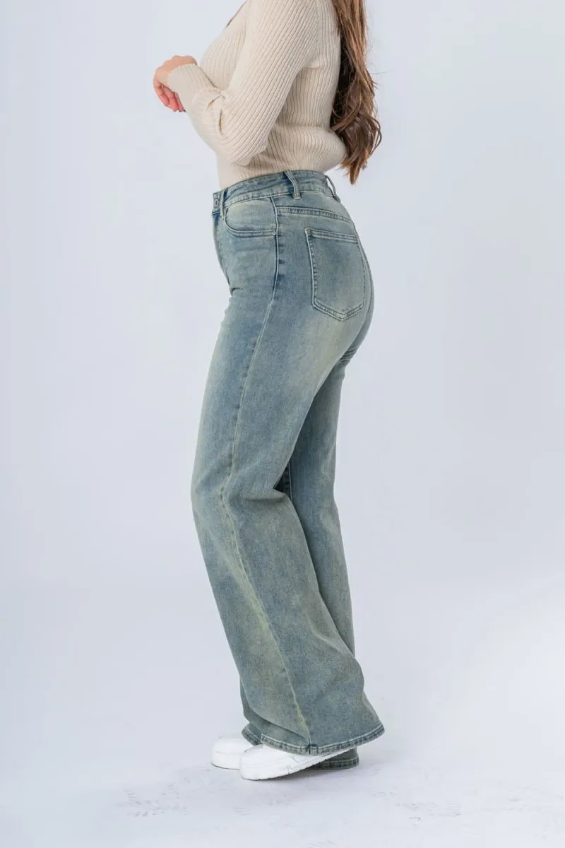 Jean retro vintage wide leg bleu