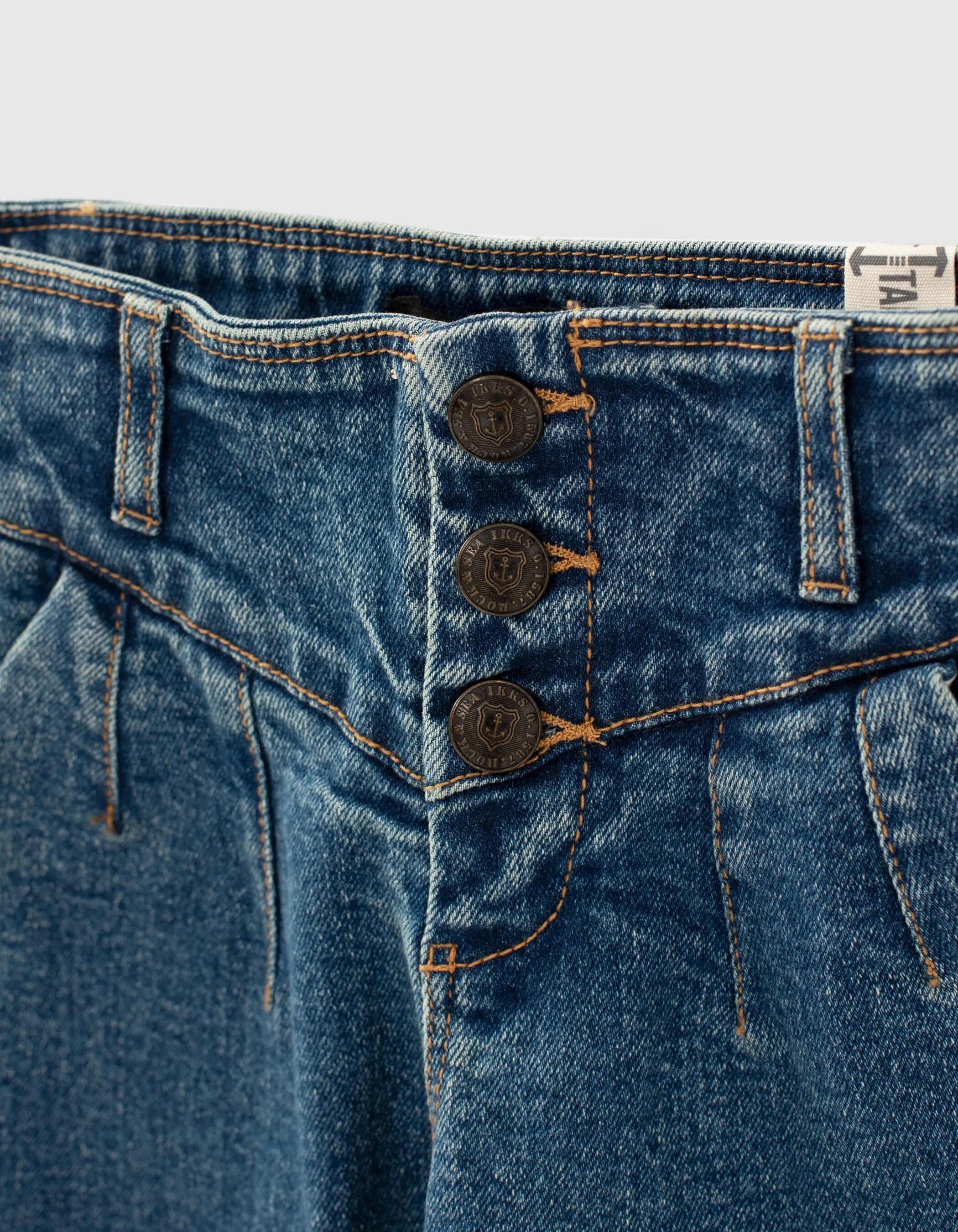 Jean wide leg medium blue à taille haute fille