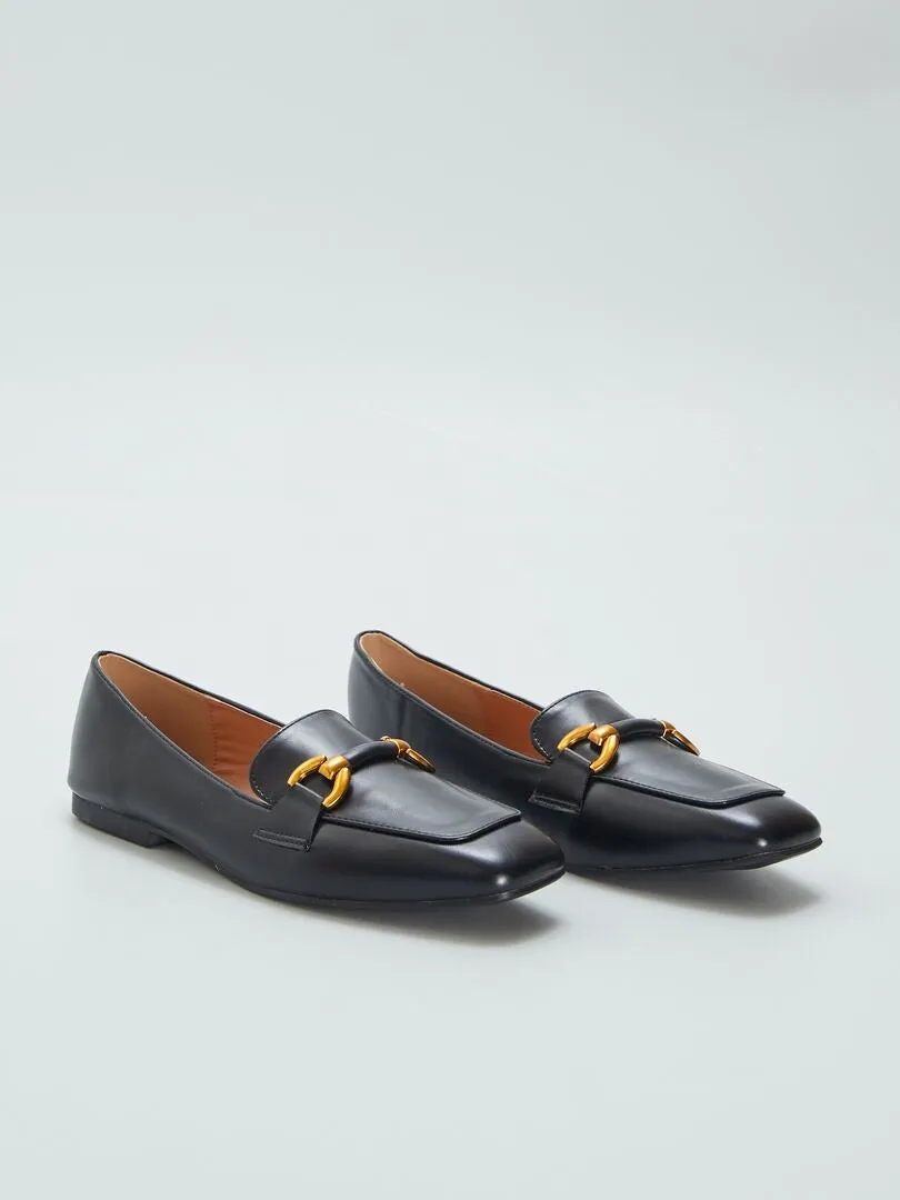 Mocassins avec brides dorées - noir