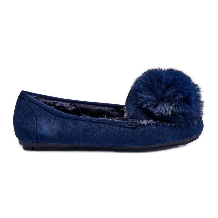 Mocassins Femme Avec Fourrure Bleu Novas