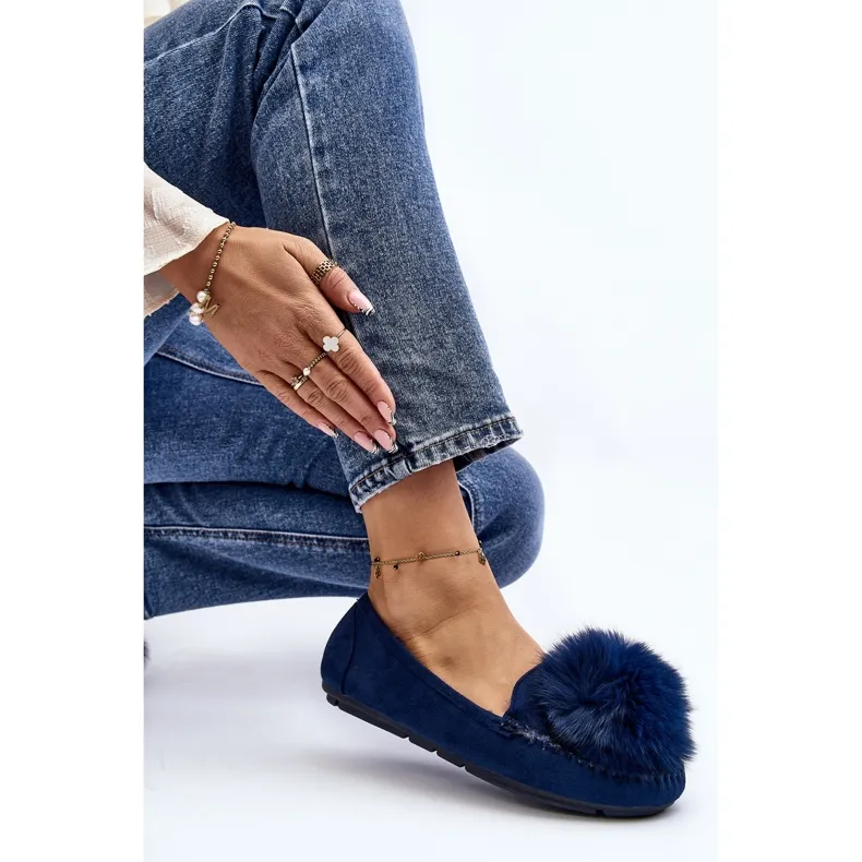 Mocassins Femme Avec Fourrure Bleu Novas