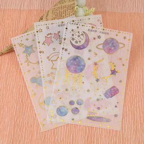 Scrapbooking papier autocollant planete 3 feuilles par paquet