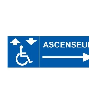 Signalisation ascenseur flèche droite autocollant - 210x75mm