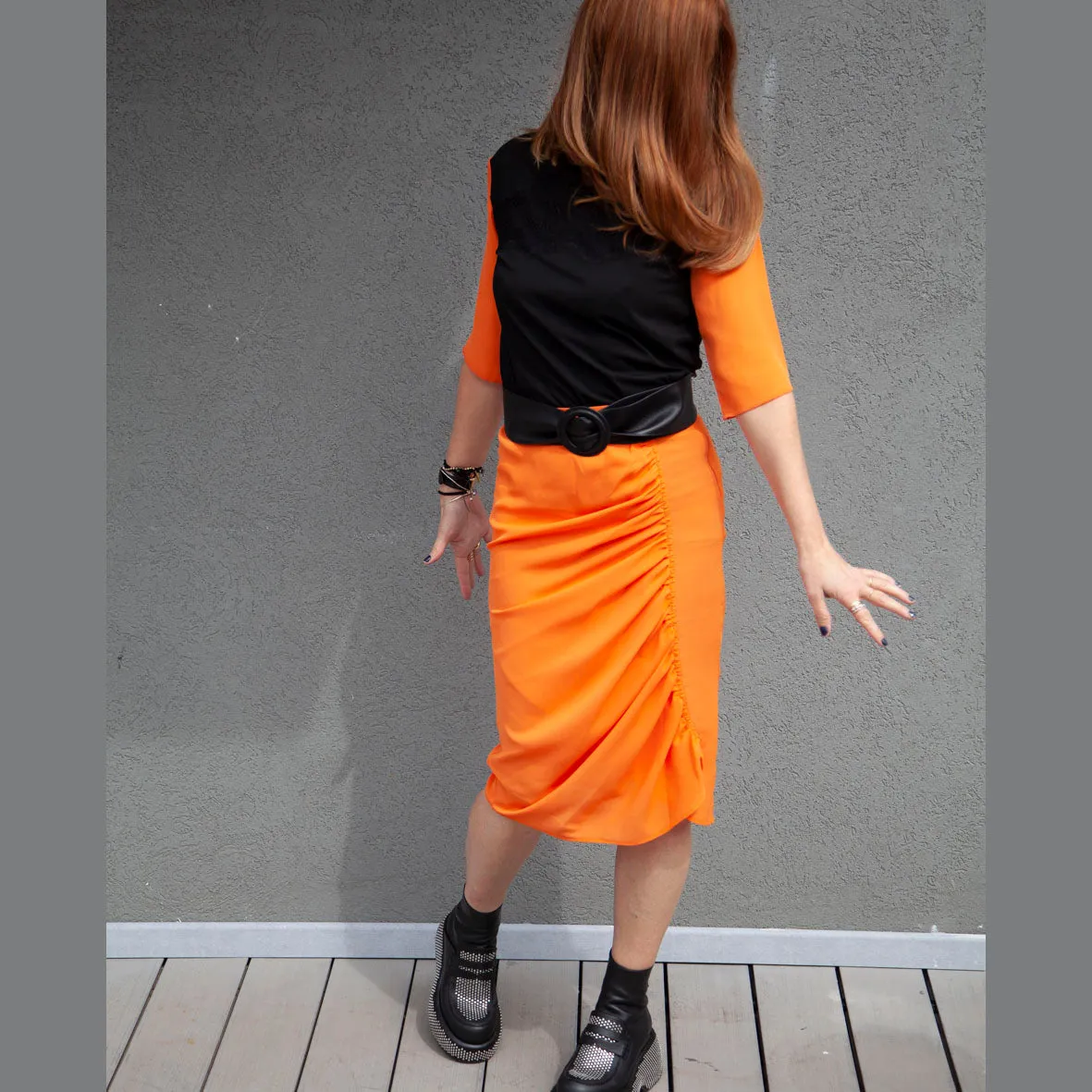 Skirt LPRSK2151MO - Orange- knee length