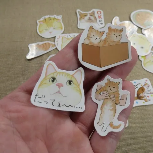 Stickers chat étiquettes kawaii autocollant scrapbooking animaux - 23pcs