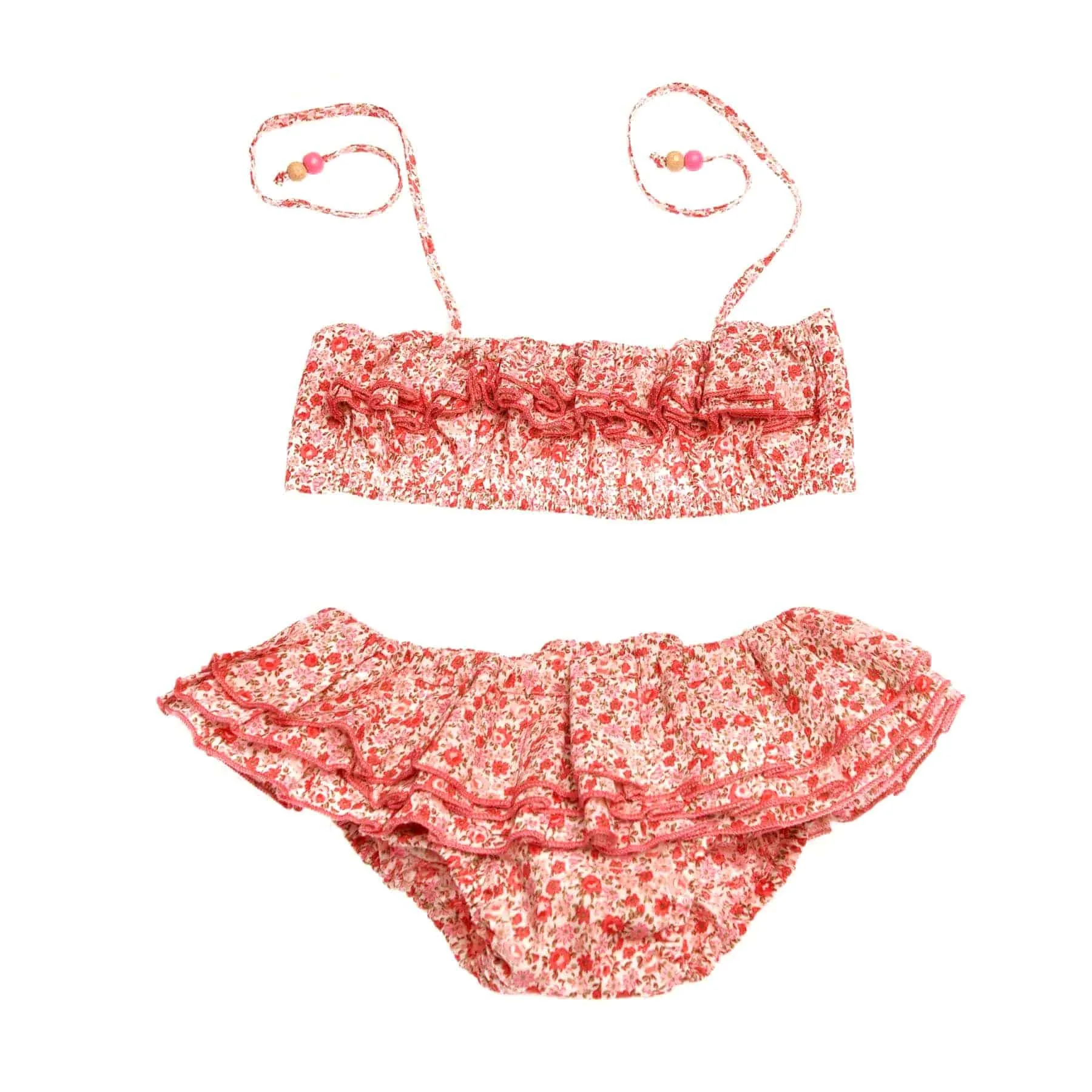 Swimsuit 2 pieces girl | liberty flowers pink red | SWAN