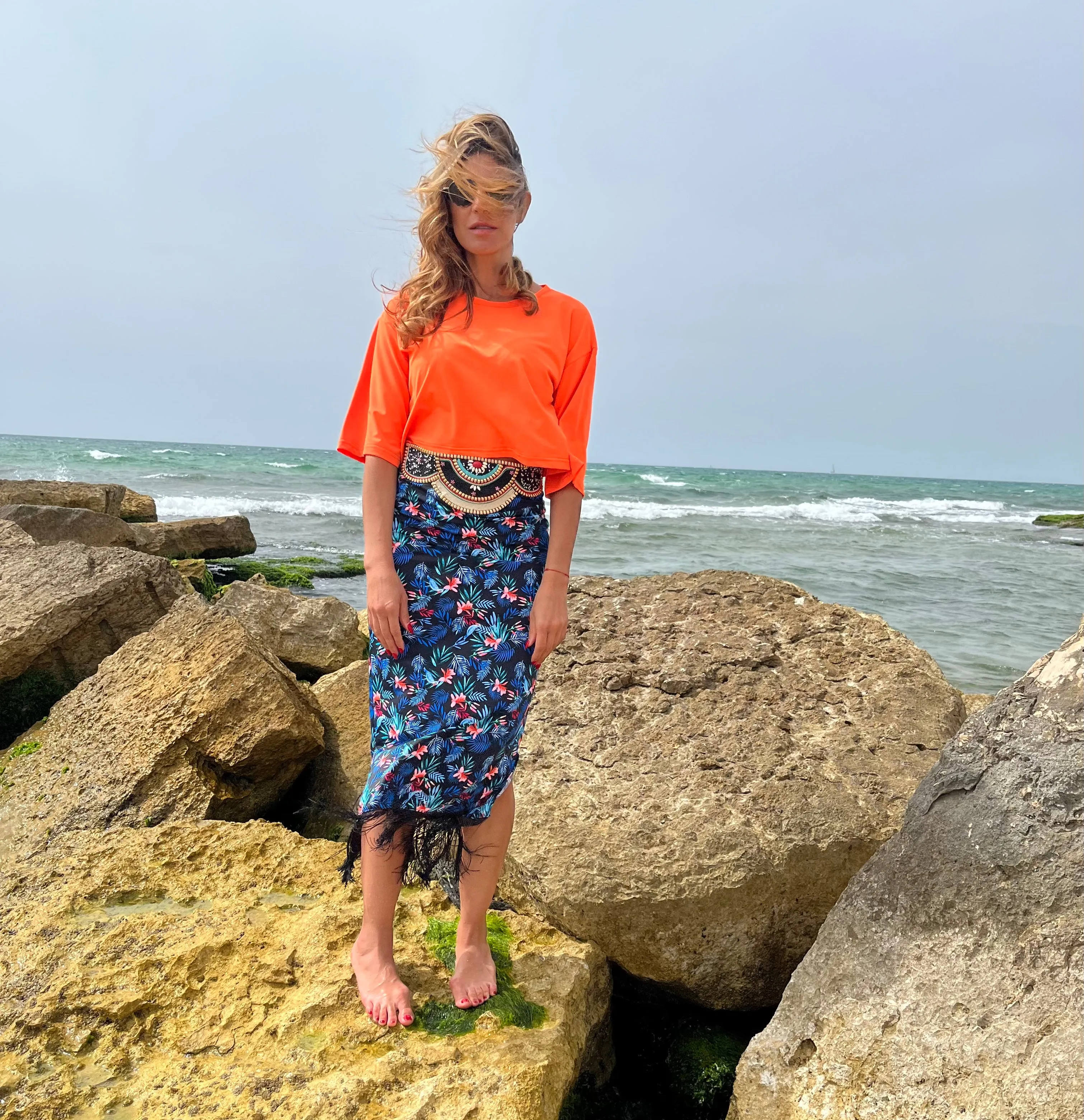 Swimsuit - SK2302S skirt - Bkleaves