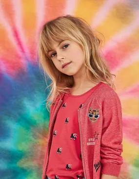 Tee-shirt orange foncé imprimé patins fille