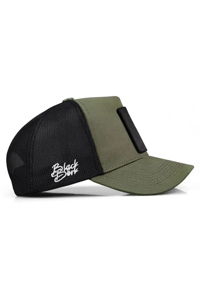 Unisex Kaki-Noir Casquette - Trucker Premium Cap