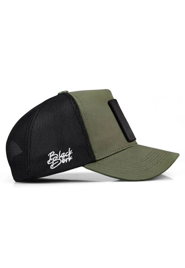 Unisex Kaki-Noir Casquette - Trucker Premium Cap
