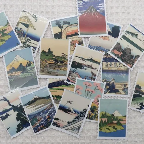 Étiquettes autocollant japon scrapbooking - 22 stickers papier autocollant