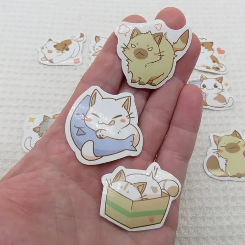 Étiquettes chat kawaii stickers autocollant scrapbooking - 15pcs
